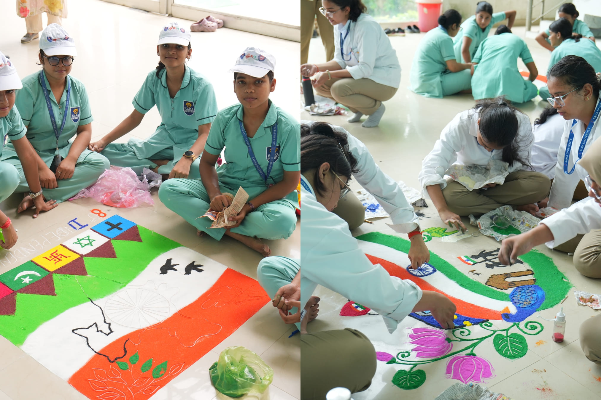 rama-university-kanpur-organises-tiranga-rangoli-competition